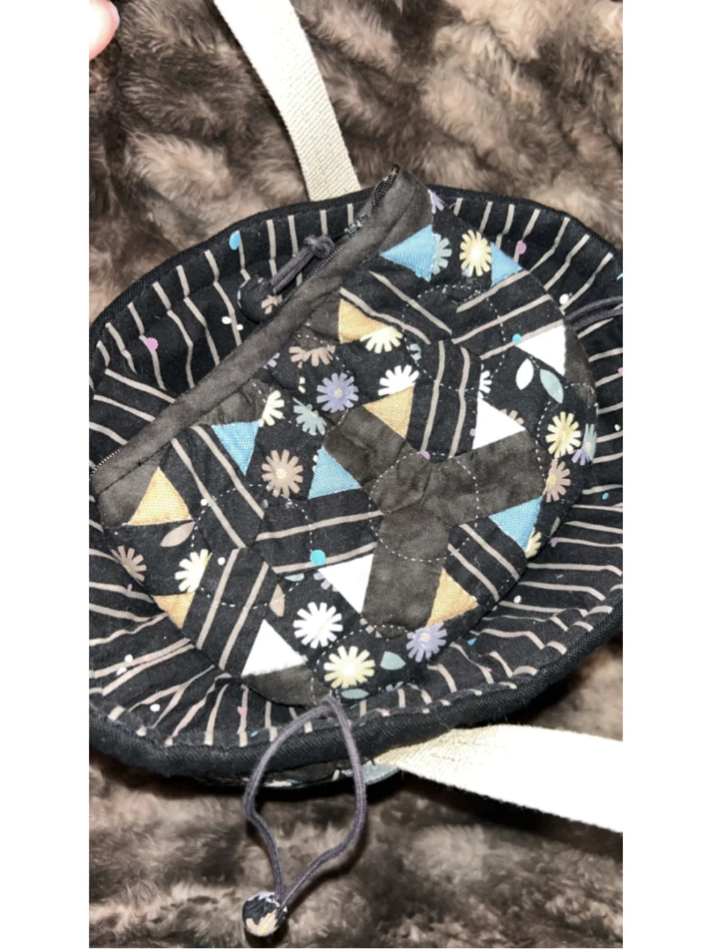 Women's Unbranded Quilted Floral Tote Bag Set, One Size, Black and Blue